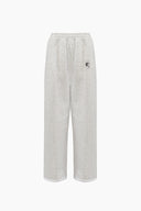 Grey Relaxed Stretch-cotton Jersey Pants with Lace