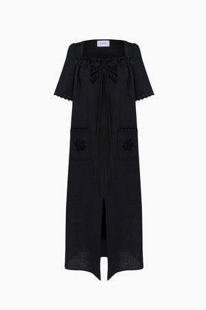 Sofia Linen Embroidered Midi Dress