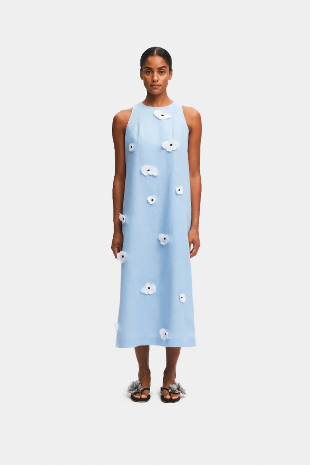 Blue Bloom Maxi Linen Dress