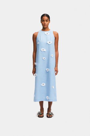 Blue Bloom Maxi Linen Dress
