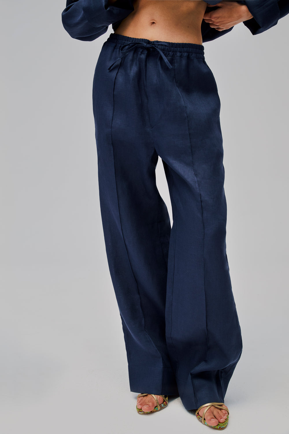 Navy Unisex Linen Pants