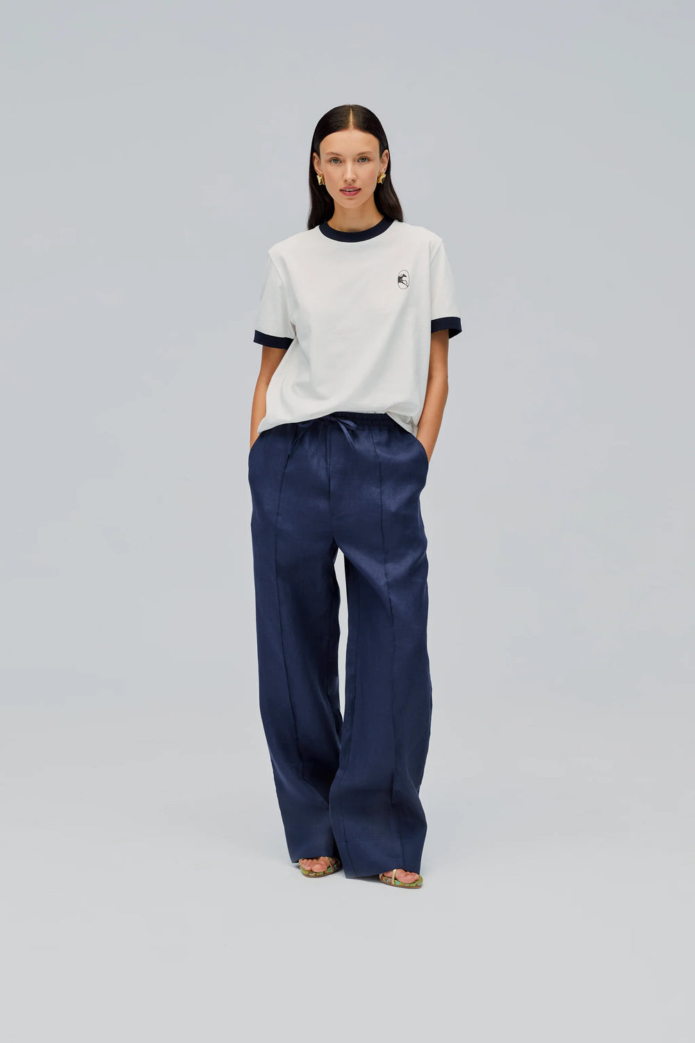 Navy Unisex Linen Pants