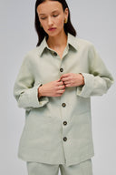 Pistachio Green Unisex Linen Shirt in Light