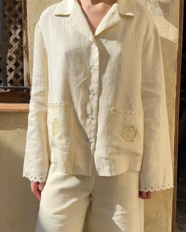 Off-White Sofia Linen Embroidered Shirt