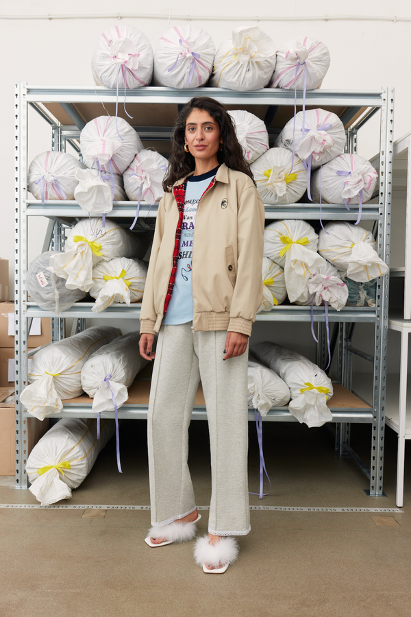 Grey Relaxed Stretch-cotton Jersey Pants with Lace