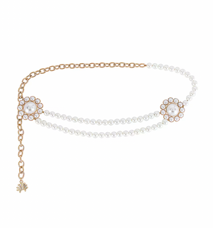 Clementine White Pearl Charm Belt