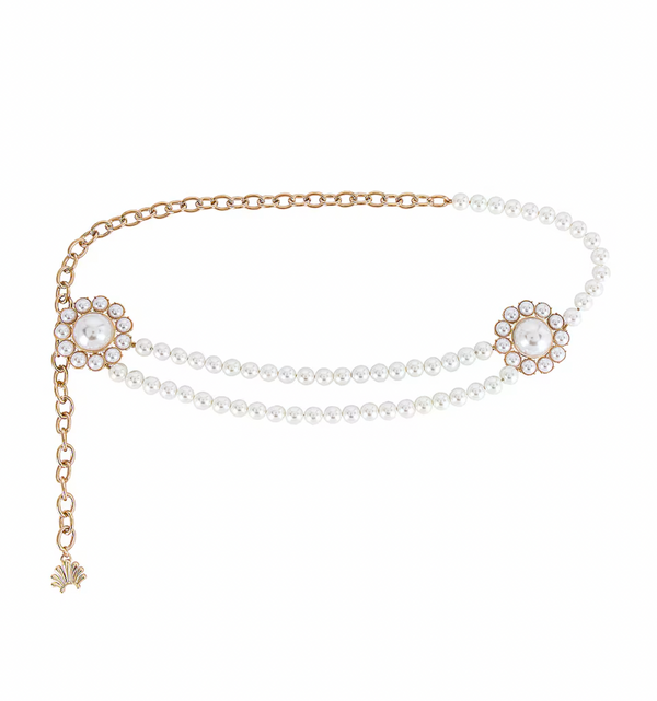 Clementine White Pearl Charm Belt