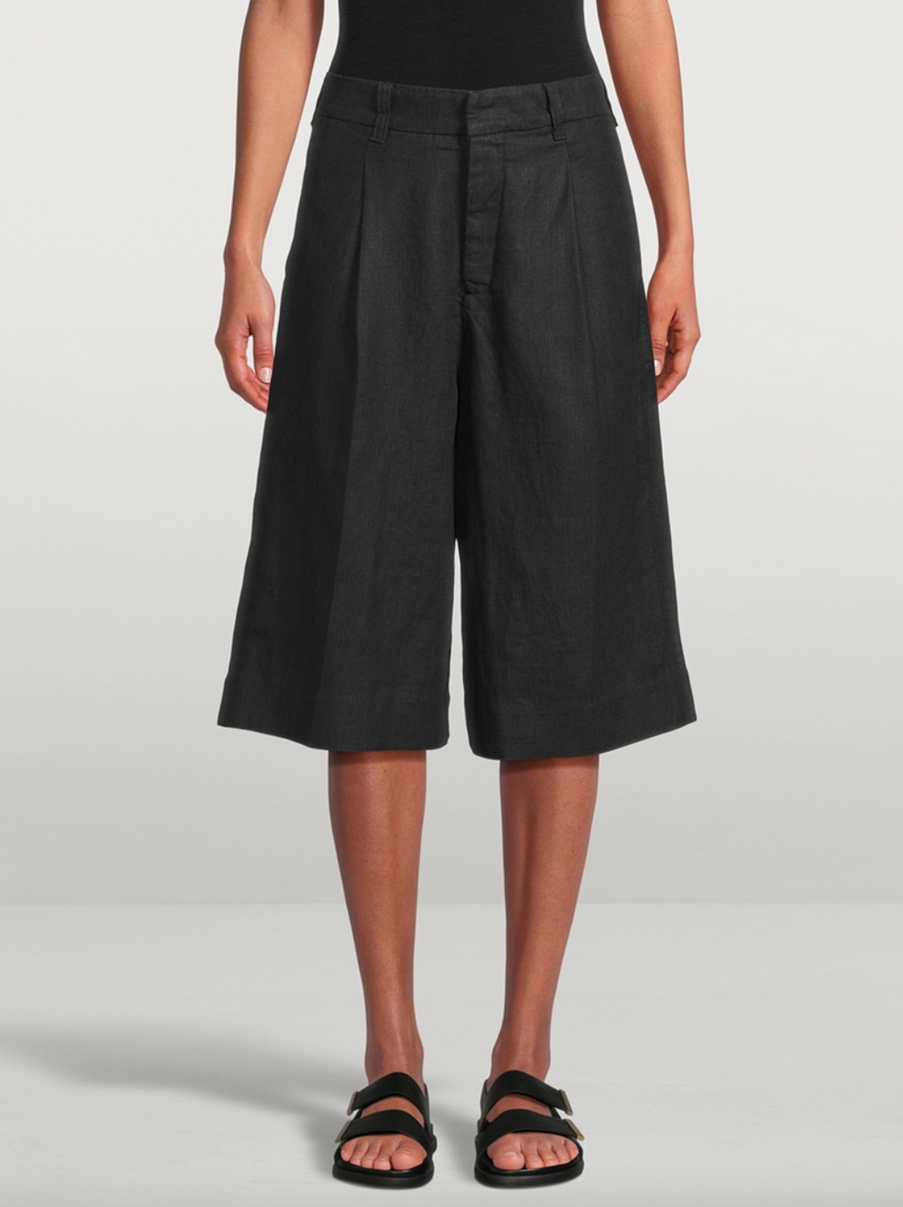 Hepburn Black Linen Shorts