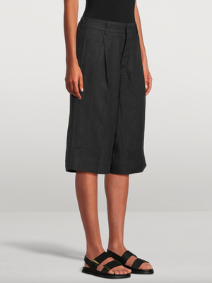 Hepburn Black Linen Shorts