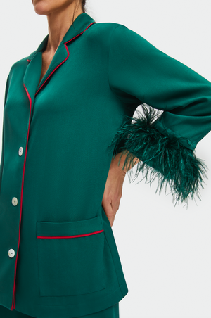 Pine Green Party Pajamas Set With Detachable Feathers