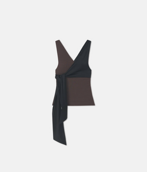 Dark Oak Neca Mesh Jersey & Slip Satin Sleeveless Top