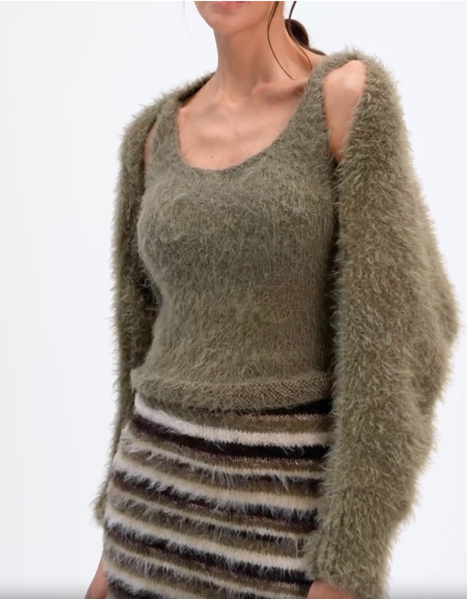 Warm Latte Mia Merino Wool Hand Knit Top