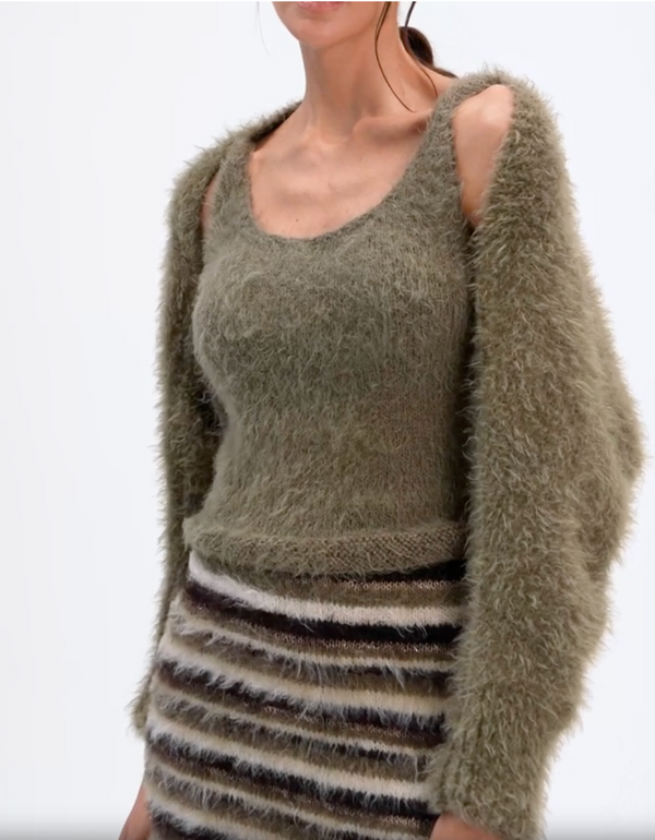 Warm Latte Mia Merino Wool Hand Knit Top