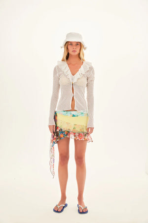 Chloe Textured Shirt with Hook and Eye Closure
