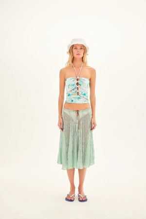 Day Cut-Out Strapless Top with Tie Detail