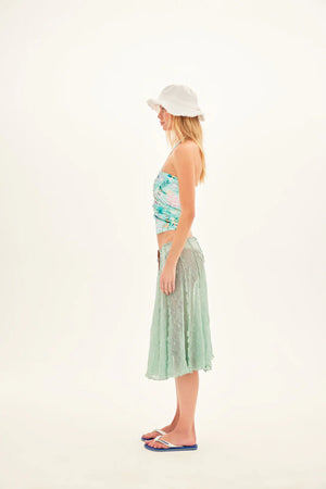 Day Cut-Out Strapless Top with Tie Detail