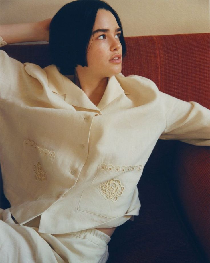 Off-White Sofia Linen Embroidered Shirt
