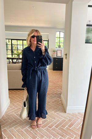 Navy Rumba Linen Lounge Suit