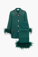 Pine Green Party Pajamas Set With Detachable Feathers