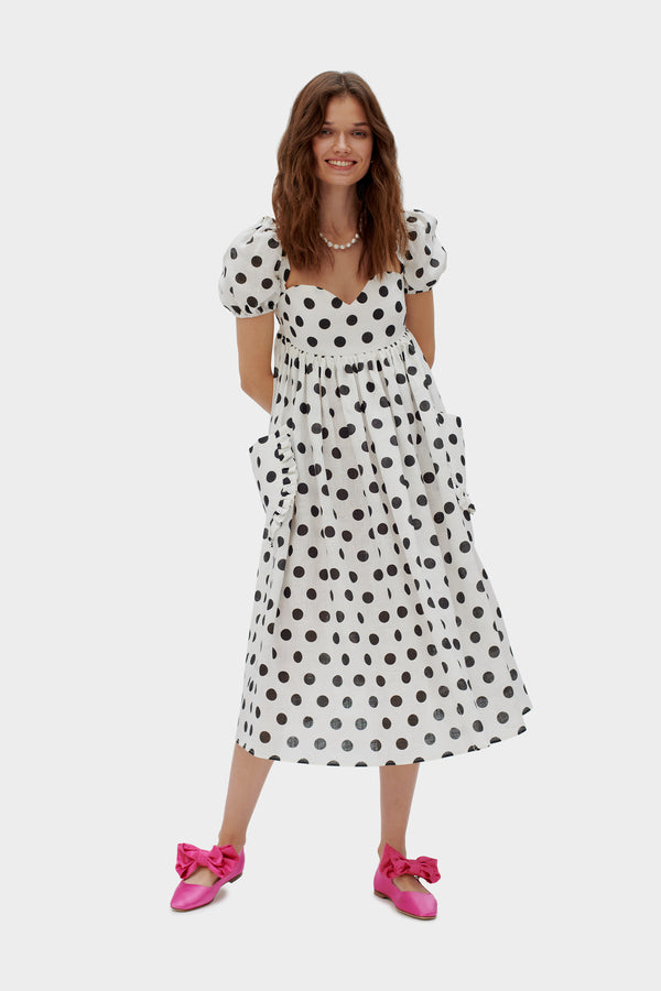Polka Dot Picnic Linen Dress