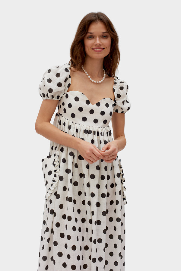 Polka Dot Picnic Linen Dress
