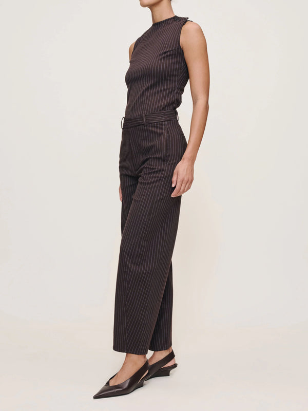 Brown & Blue Stripe Tailored Top