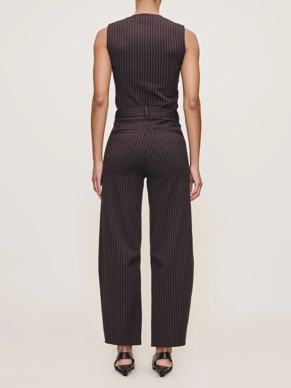 Brown & Blue Stripe Tailored Top