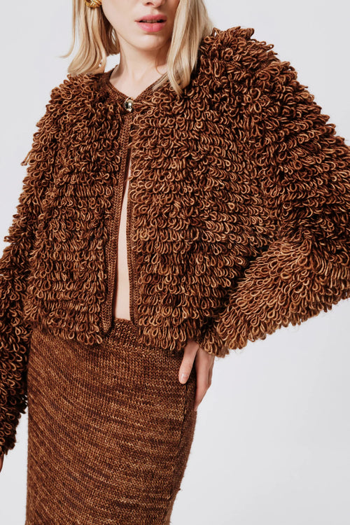 Antique Walnut Viola Merino Wool & Cashmere Hand Knit Cardigan