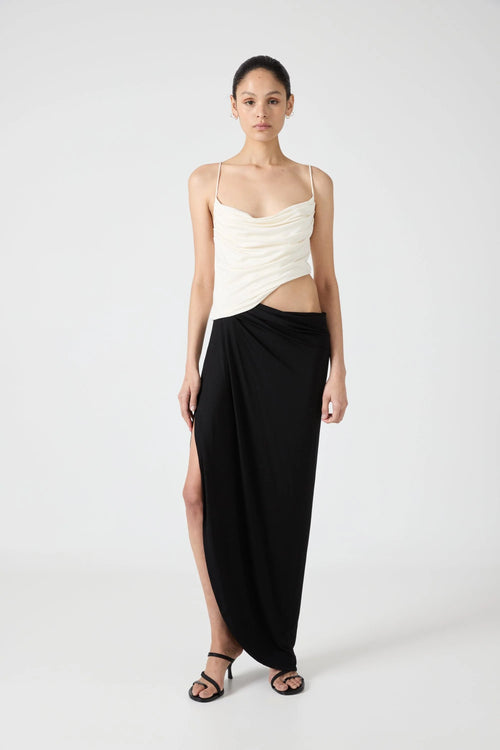 Cascade Drape Jersey Dress