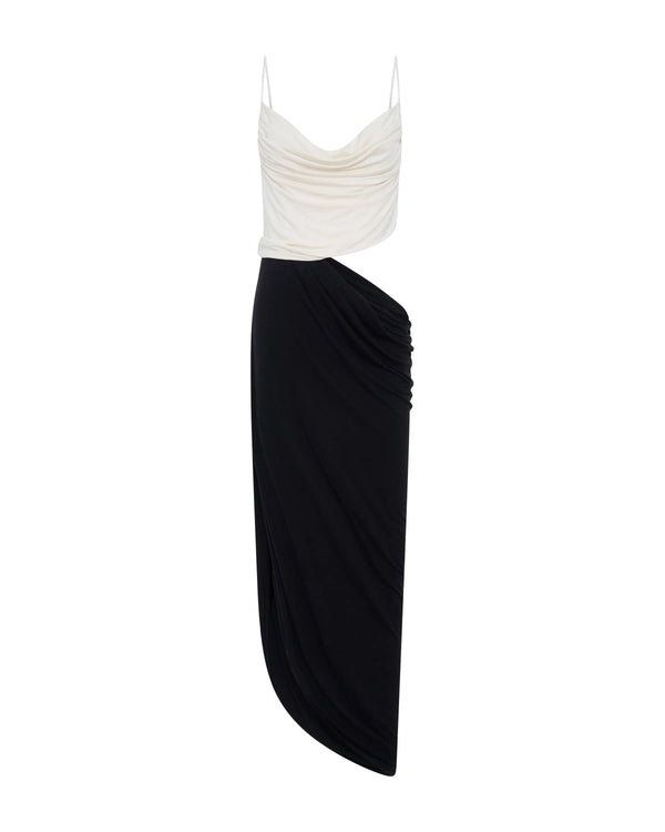 Cascade Drape Jersey Dress