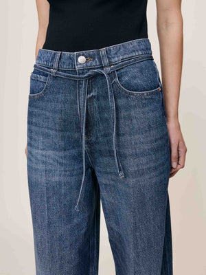 Space Blue Casie Wide Leg Mid Rise 31" Jeans