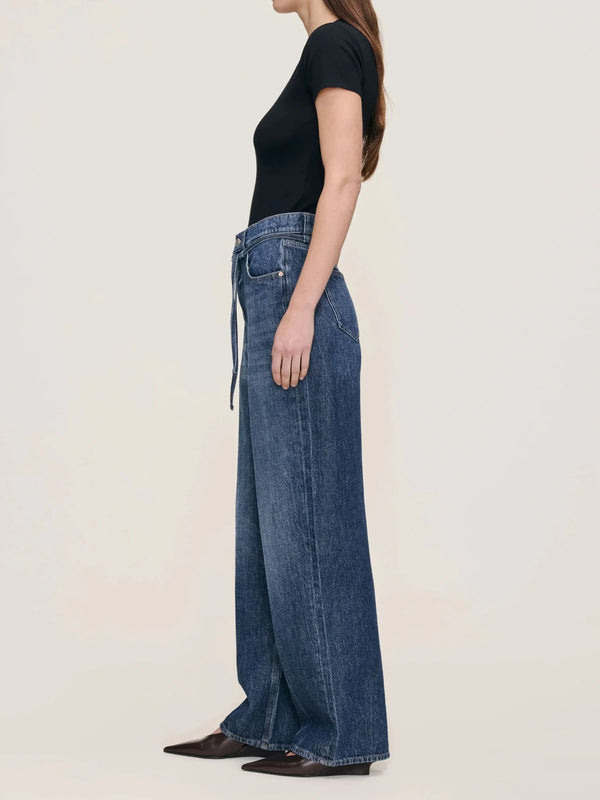 Space Blue Casie Wide Leg Mid Rise 31" Jeans