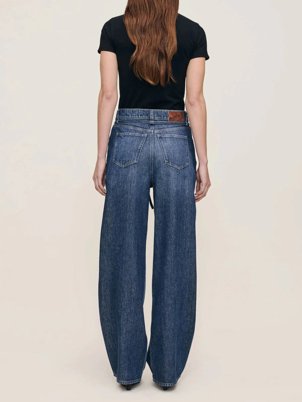 Space Blue Casie Wide Leg Mid Rise 31" Jeans