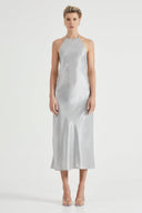 Silver Crush Bias Halter Dress