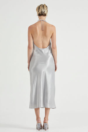 Silver Crush Bias Halter Dress