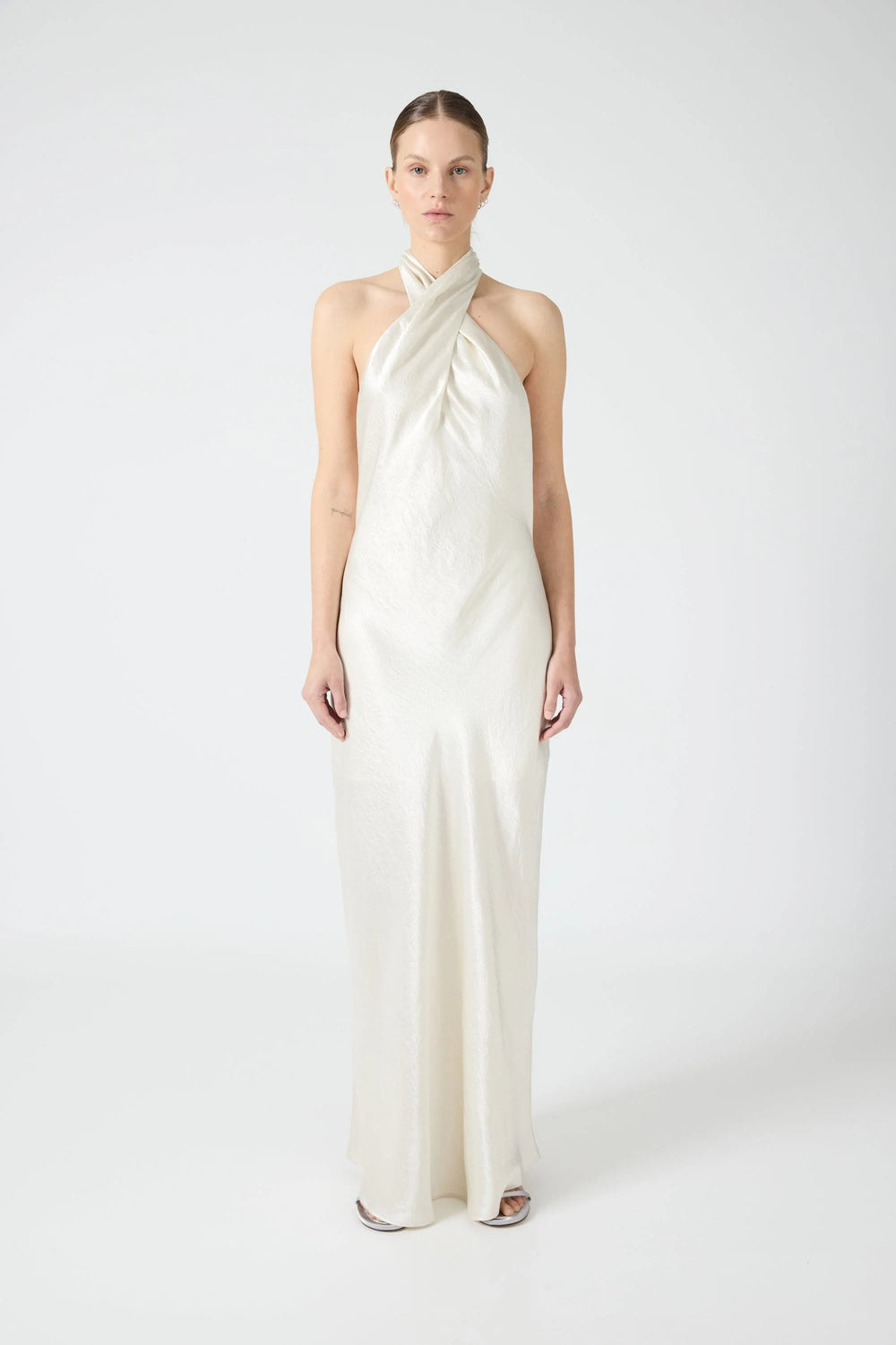 Crush Wrap Neck Floor Length