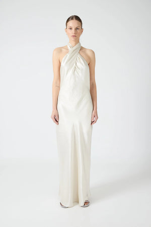 Crush Wrap Neck Floor Length