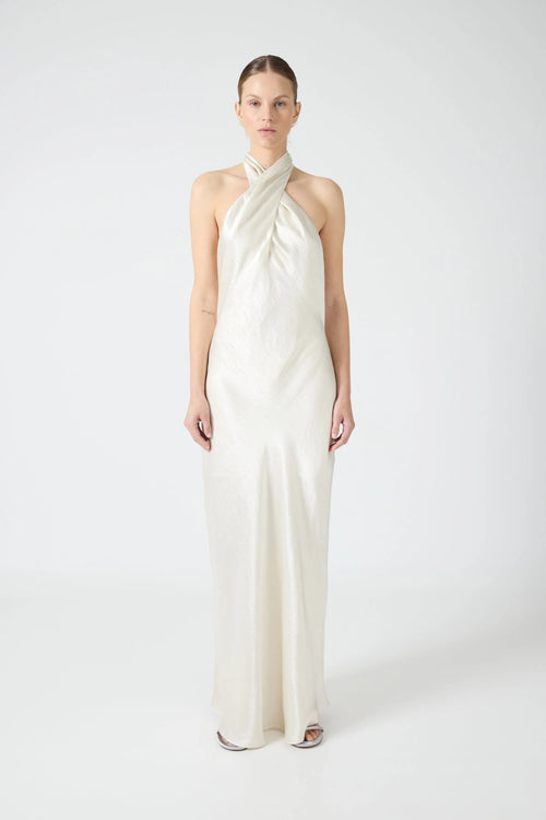 Crush Wrap Neck Floor Length