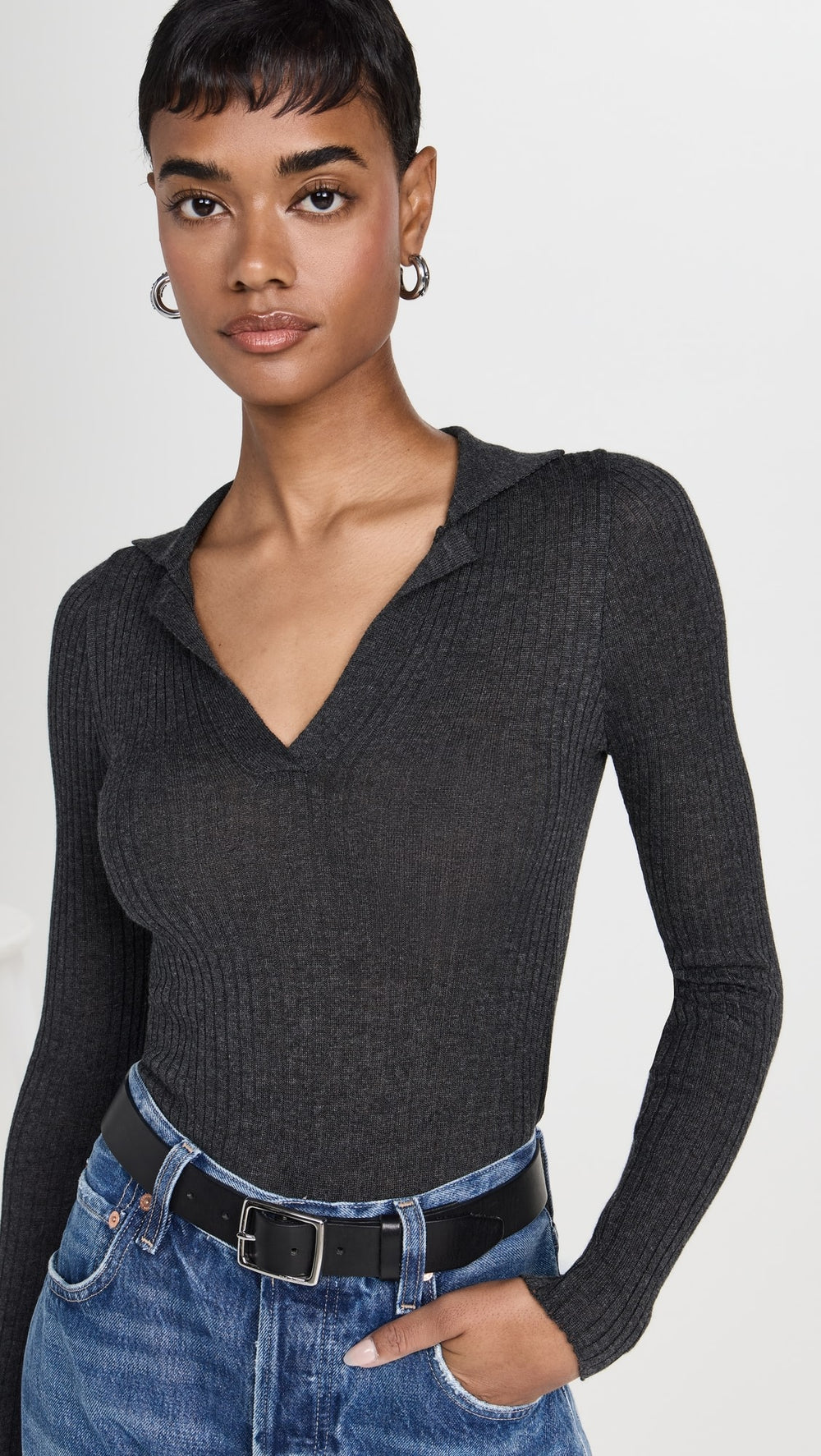Charcoal Long Sleeve Polo