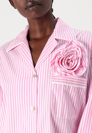 Pink Stripes Rose Cotton Pajama Set