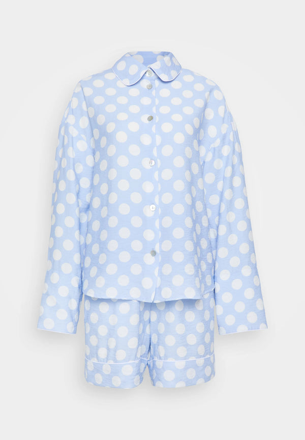 Blue Polka Dot Pastelle Oversized Set with Shorts
