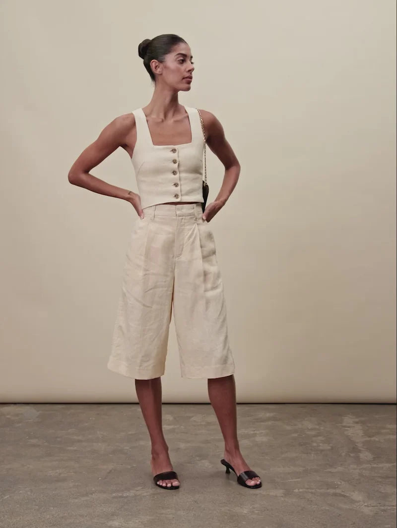 Lizzie Wheat Linen Top