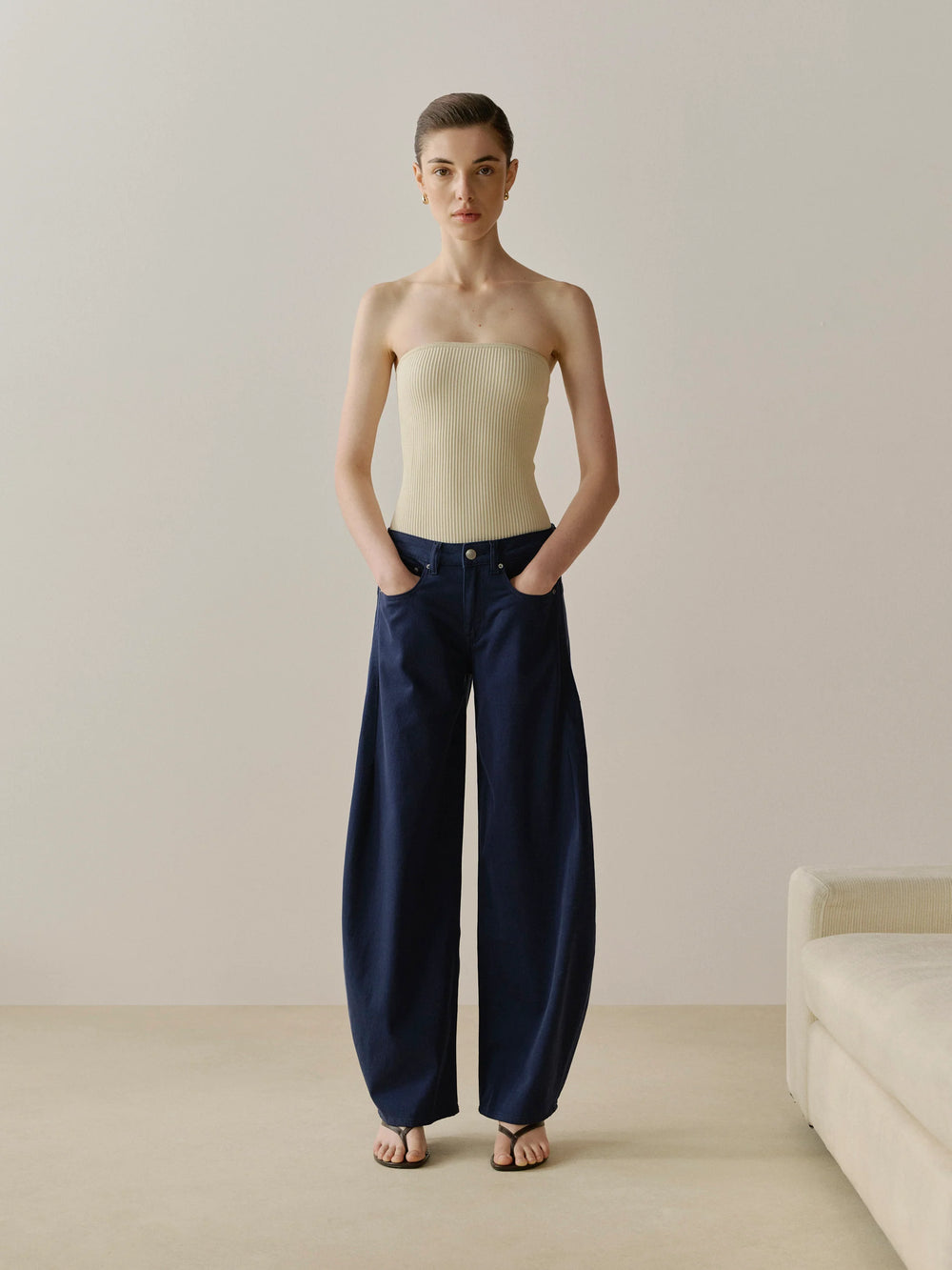 Ecru Tube Top Instasculpt Rib