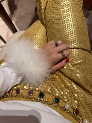 Gold Jewel & Pearl Charm Chain Belt