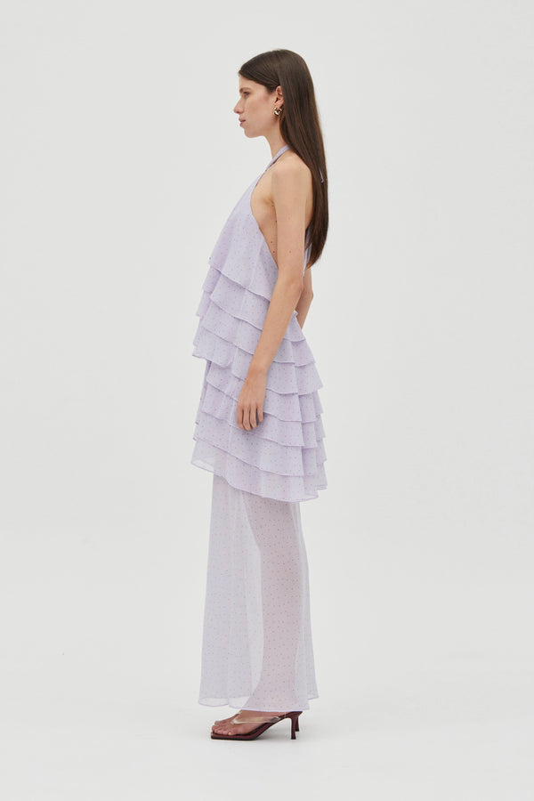Lilac Spot Gaia Tiered Maxi Dress