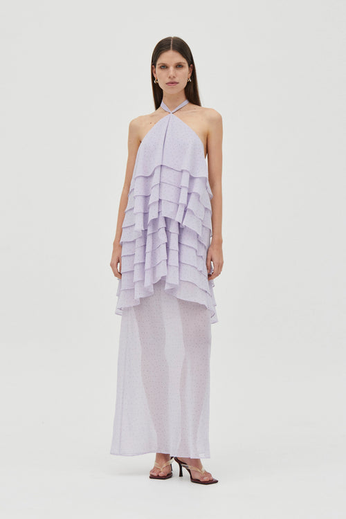 Lilac Spot Gaia Tiered Maxi Dress