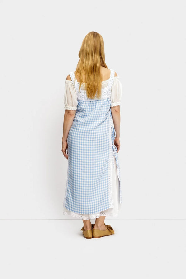 Blue Vichy Greta Layered Linen Midi Dress