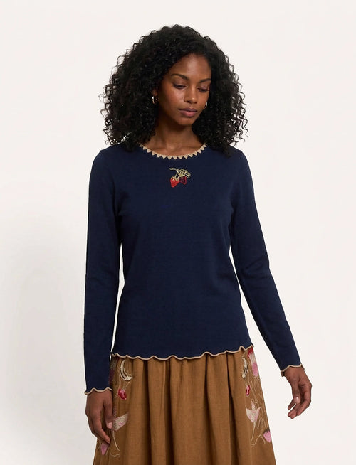 Midnight Blue Andrea Long Sleeve T-Shirt