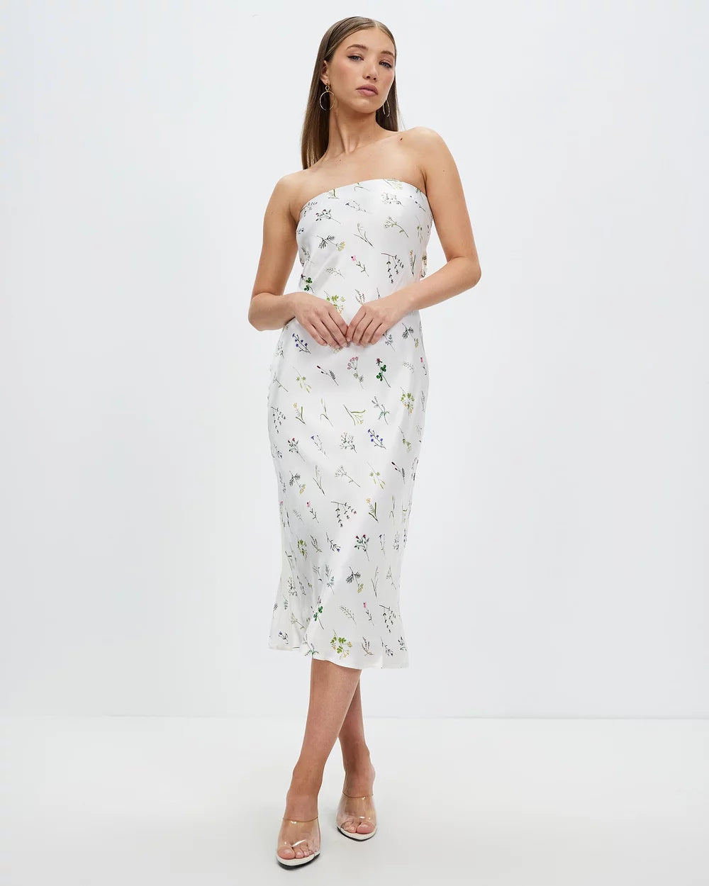 Field Flowers Bias Strapless Midi