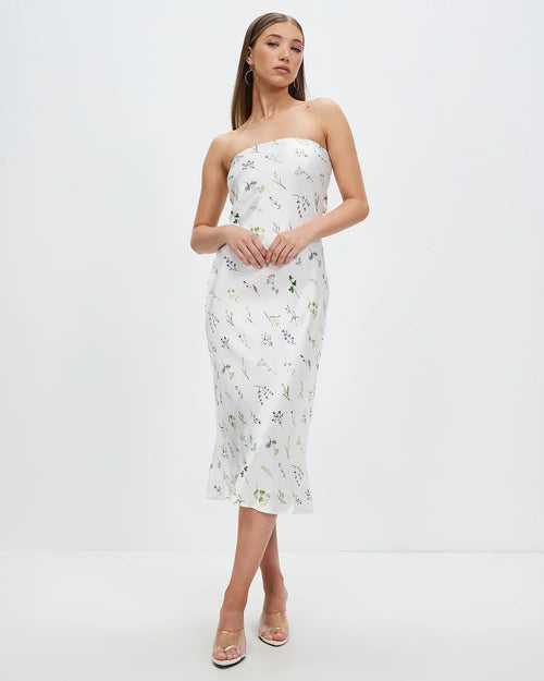 Field Flowers Bias Strapless Midi